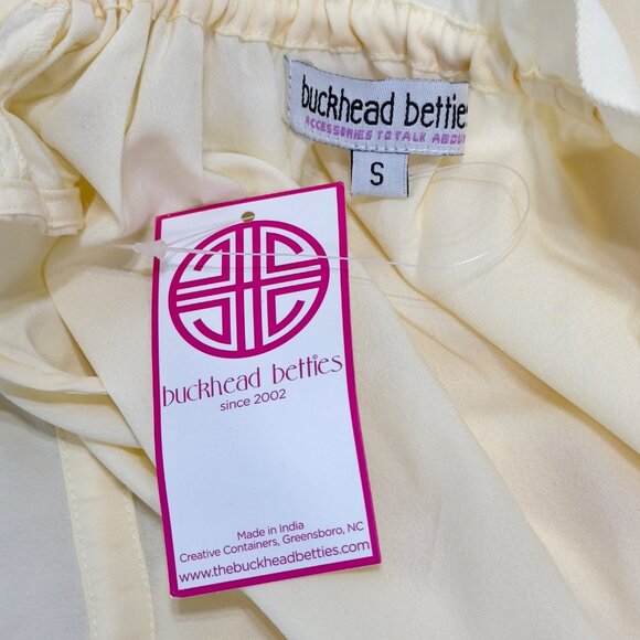 BUCKHEAD BETTIES Women's Top Ecru Ruffle Collar Sleeveless Tied Neck Size S - Picture 6 of 9